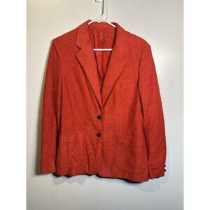 bleeker street womens burnt red orange long sleeve button blazer size 15